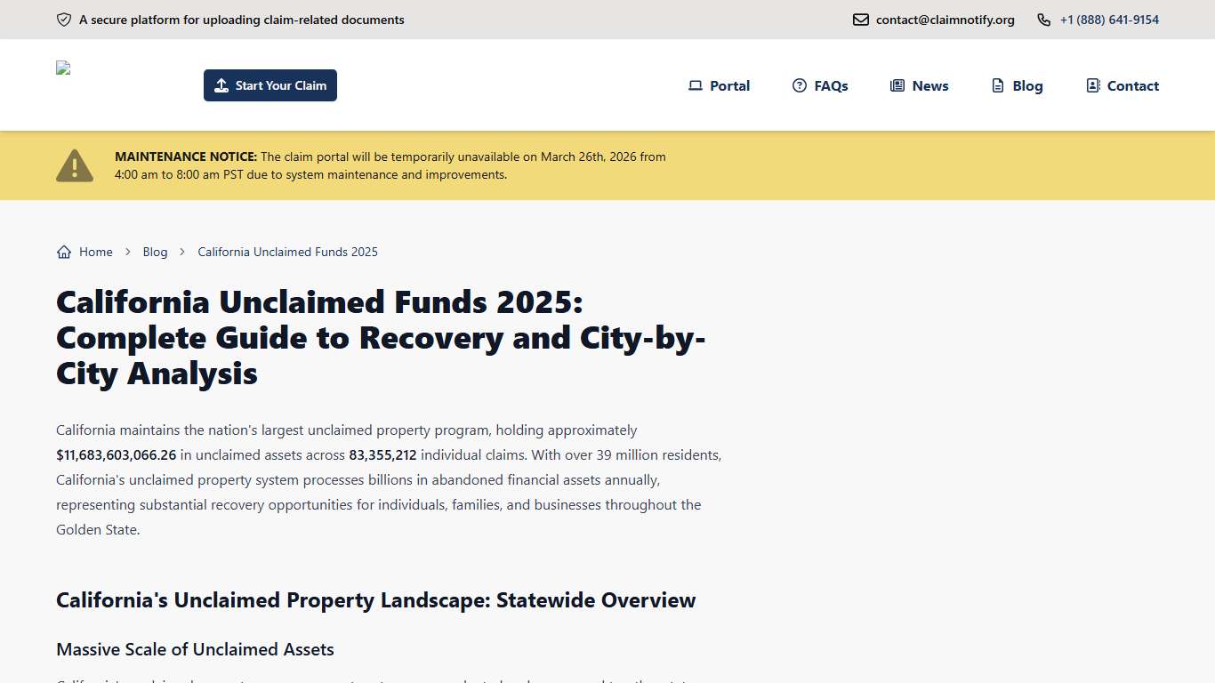 California Unclaimed Funds 2025 ClaimNotify