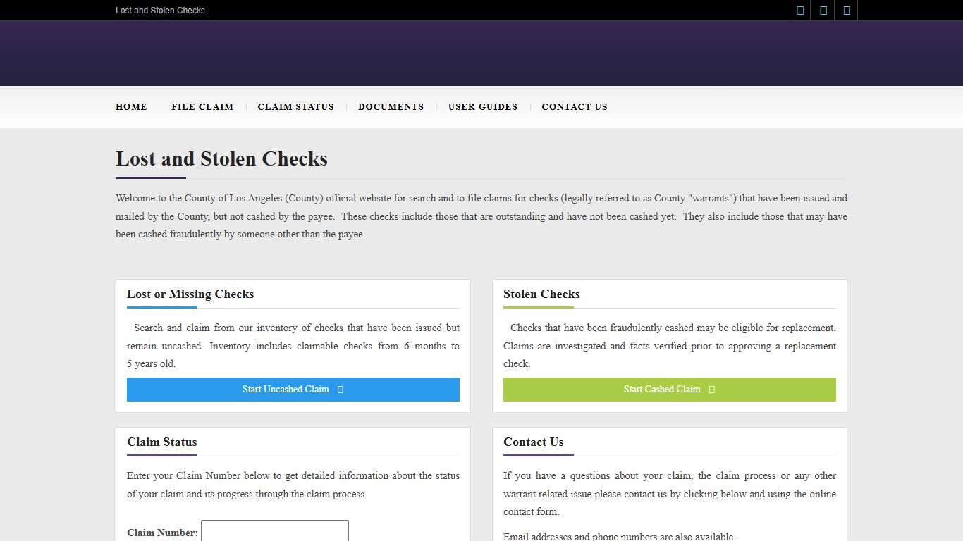 Home - Lost and Stolen Checks